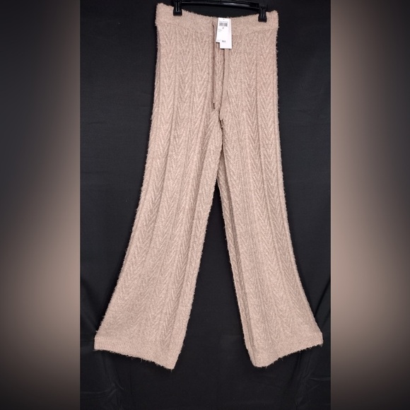 Pants - Jason Wu Cozy Knit Wide-Leg Pants in Beige size L brand new W